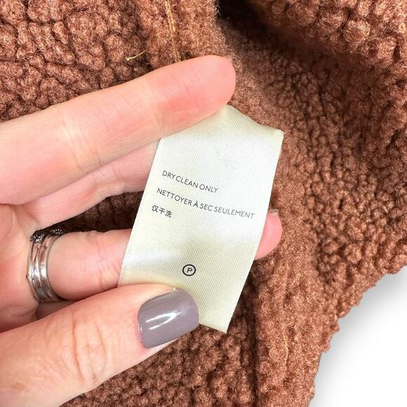 Free People NWT Diogo Toasted Almond Brown Sherpa Faux Suede Relaxed Fit Coat - Picture 10 of 11